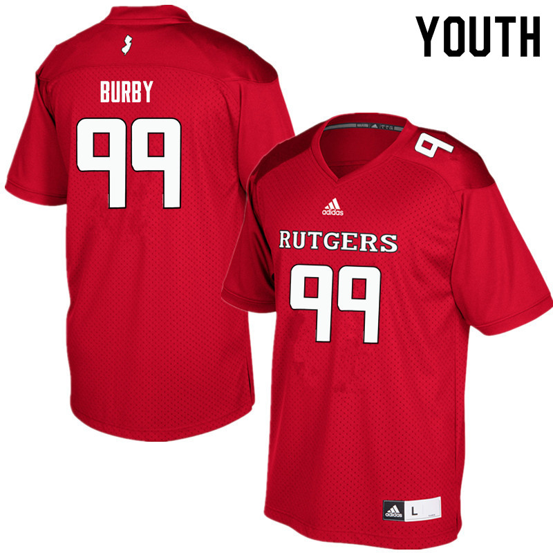 Youth #99 Malachi Burby Rutgers Scarlet Knights College Football Jerseys Sale-Red - Click Image to Close